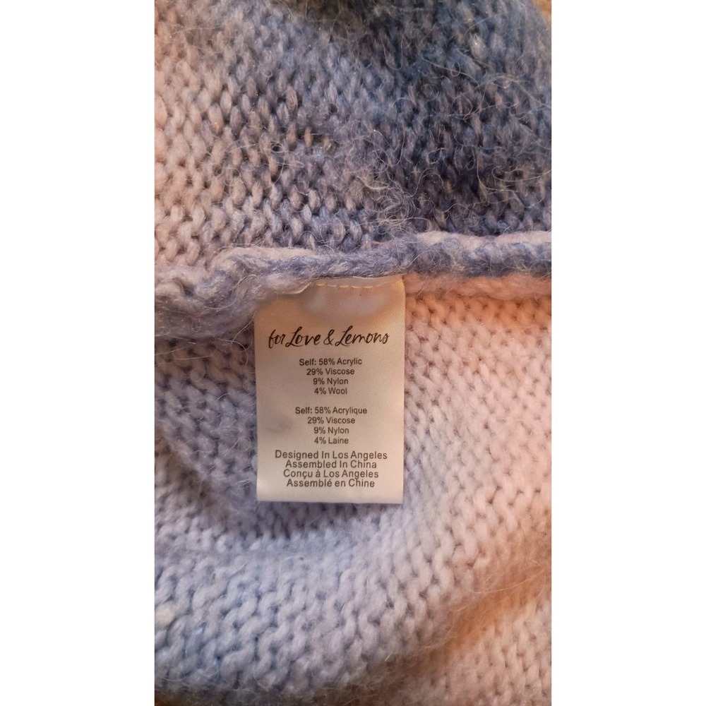 For Love & Lemons Celeste Ombre Fuzzy Knit Twist Front Cropped Sweater S - Picture 7 of 10